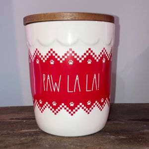 Dog Cat Rae Dunn Paw La La! Pet Small Treat Canister - Red Festive Jar 🎅 NEW